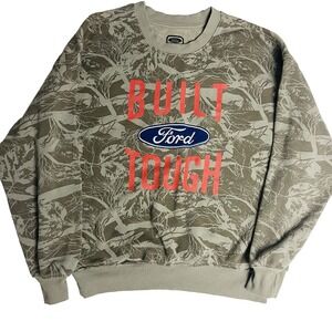Ford Built Ford Tough Camo Crewneck Sweatshirt XXS Orange Blue Logo
